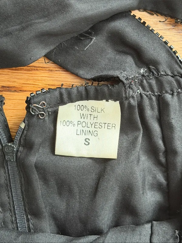 Vintage Black Beaded Dress - Women's silk Evening Dress Ibiza small - Image 3