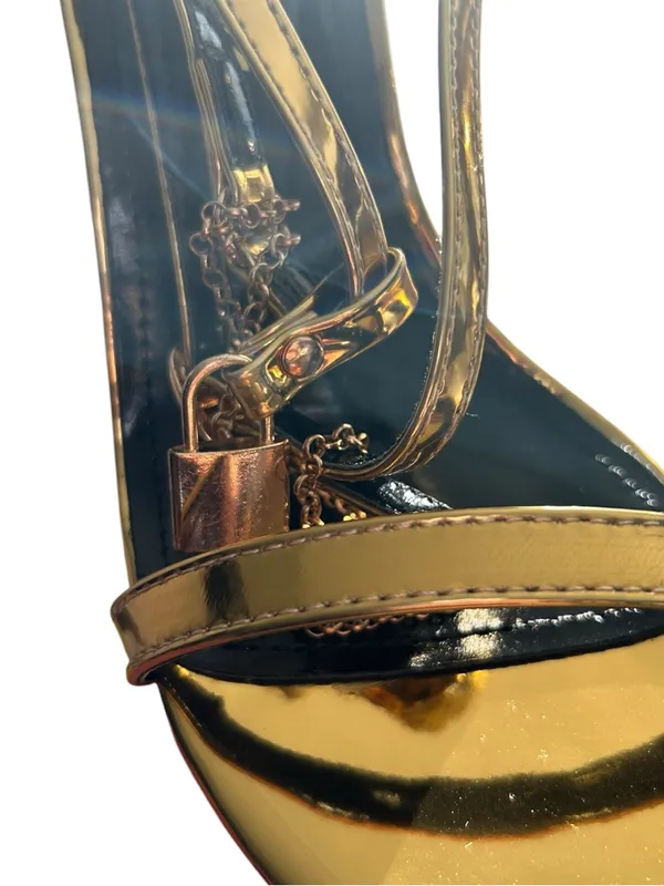 Cape Robbin Metallic Gold Strappy Stiletto Heels - Image 4