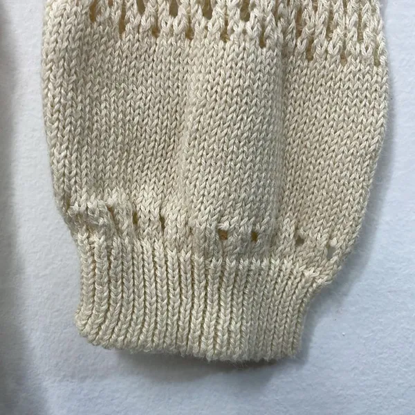 Wild Pearl Open Cardigan with fringe boho cotton crochet design Large cream - Image 6