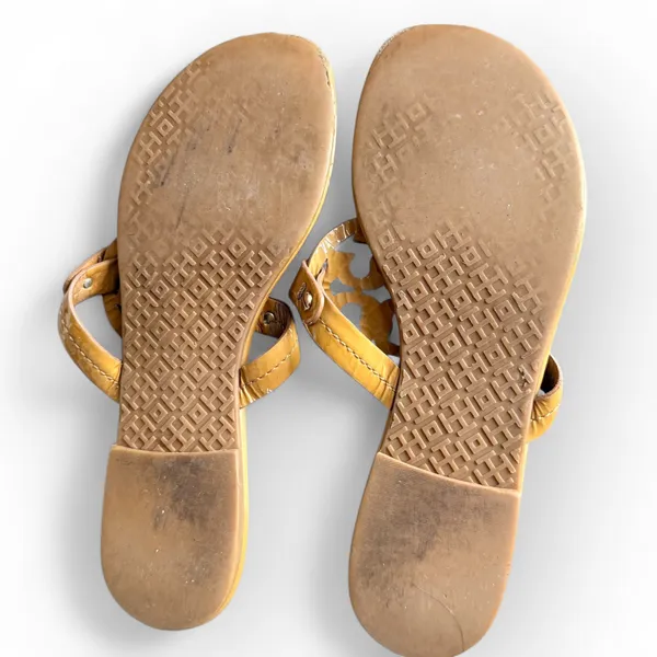 Tory Burch Tan Miller Sandals – Leather Logo Flats - Image 9