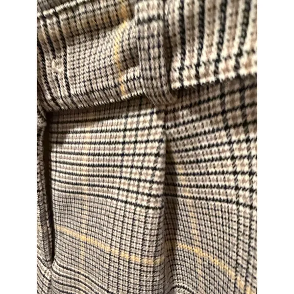 Ann Taylor Cropped Dress Pants Glen Plaid Belted Tapered Tan Preppy Womens 4P‎ - Image 6