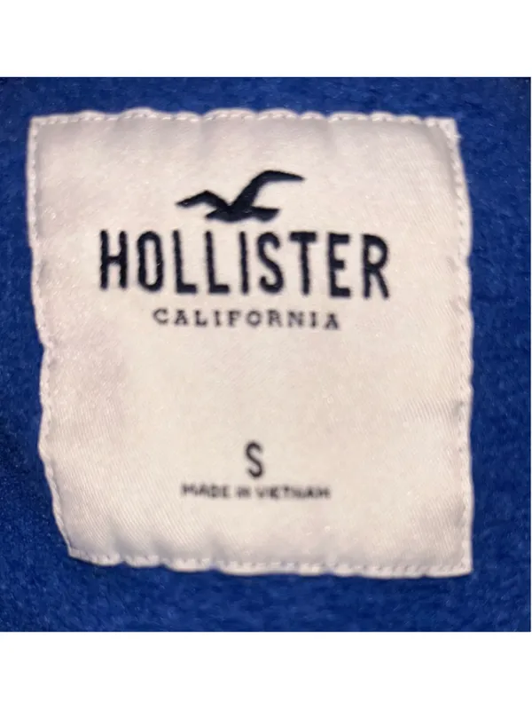 Women's Hollister Crop Sweatshirt Size S Blue White Logo Crewneck - Image 4