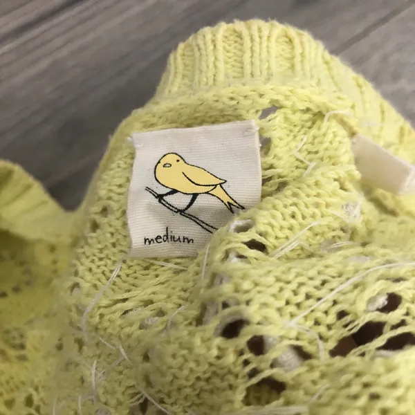 Anthropologie Sparrow Valance Lace Knit Cardigan Lime Yellow Size M Rare - Image 13