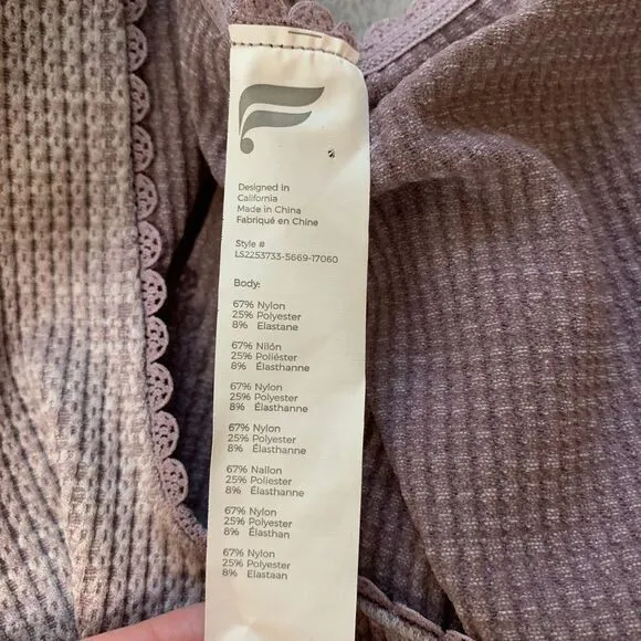 Fabletics Womens XL‎ Mauve Waffle Henley Cropped Long Sleeve Top LS2253733 - Image 5