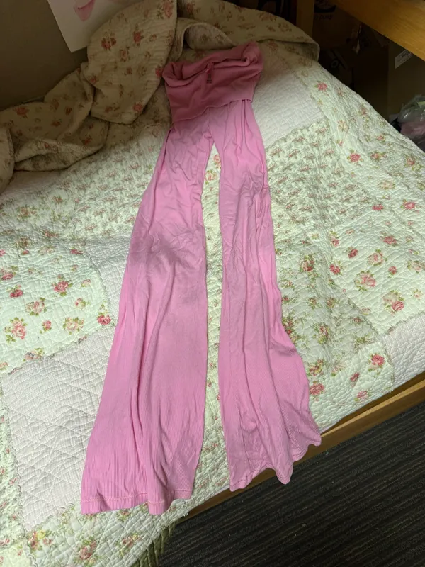 skims bubblegum ribbed fold over pants xxs - Image 3