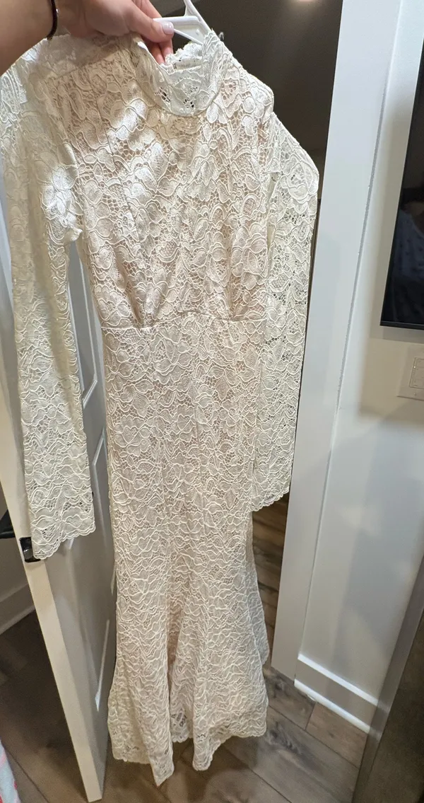 BHLDN Long Sleeve Mock-Neck Stretch Lace Maxi Dress - Image 8