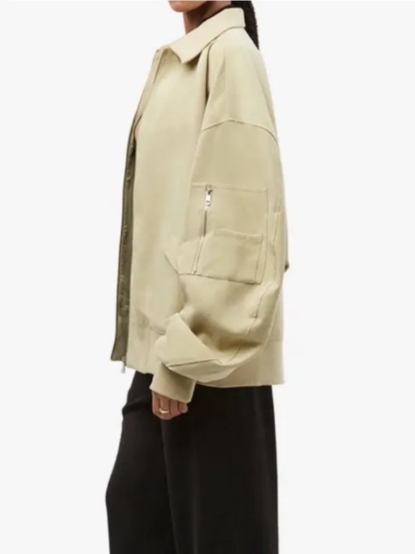 WeWoreWhat Oversized Bomber Jacket in Light Khaki - Image 8