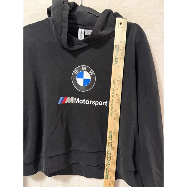 Puma BMW M Motorsport Cropped Hoodie Womens Large Black Pullover Sweatshirt - Image 5