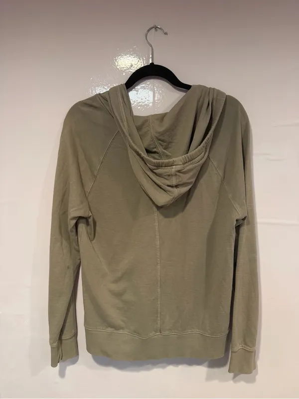Light Olive Athleta Zip-Up Hoodie with Drawstrings‎ - Image 4