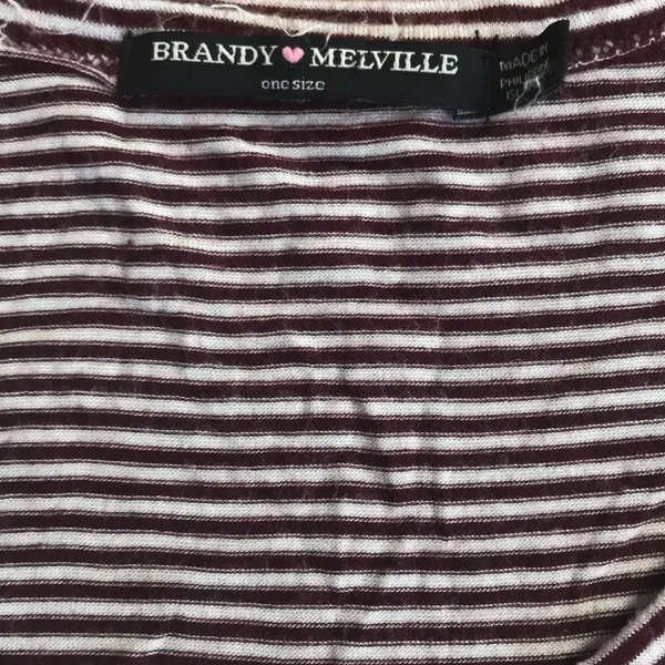 Brandy Melville Striped Burgundy Tee - Image 3