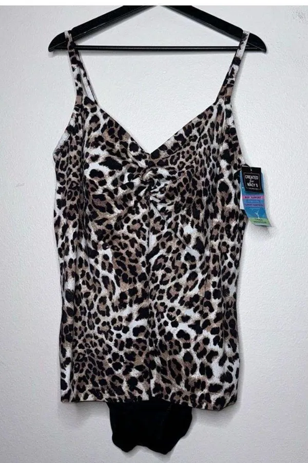 Swim Solutions Plus Size Knotted Flyaway Fauxkini One-Piece Swimsuit Size 20W - Image 5