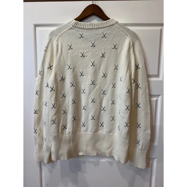 Renwick Ivory Allover Clubs Sweater Golf Embroidered XL New Preppy Country Club - Image 7