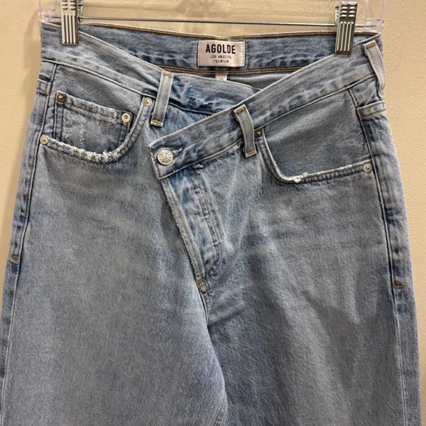 AGOLDE Criss Cross Upsized Jean in Suburbia Distressed Light Wash Size 26 Casual - Image 4