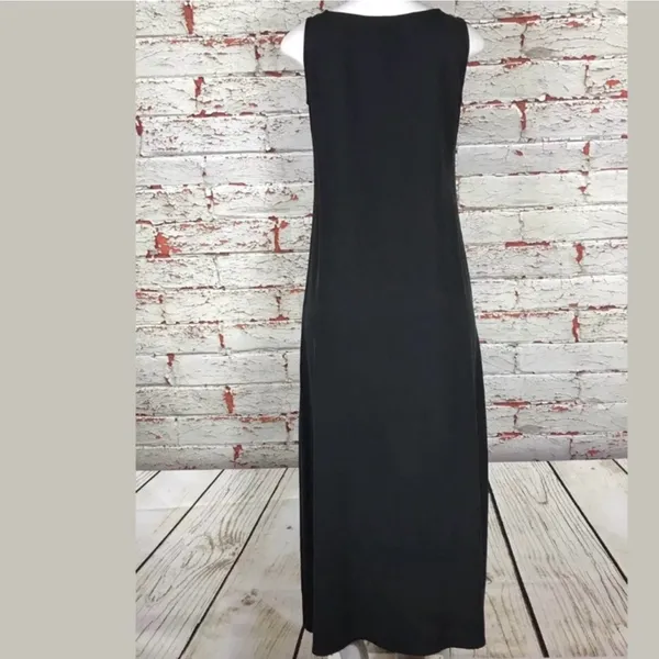 Eileen Fisher Dress Size Small 100% Silk Black Maxi Sleeveless Casual Career - Image 5