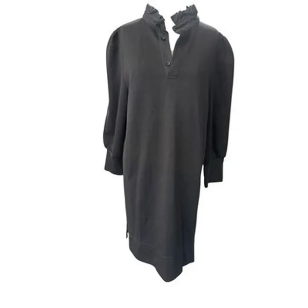 Tuckernuck Pomander Place Black Charlotte Terry Ruffle Collar Shirt Dress Medium - Image 13