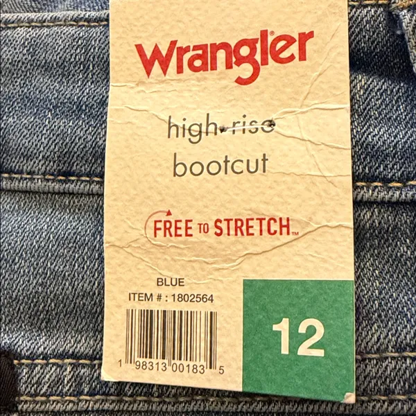 Wrangler High Rise Bootcut Cropped Jeans Blue Denim Size 12 - Image 6