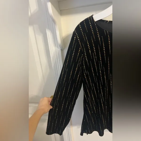 REMOVING SOON FINAL PRICE Notations Black Top with Gold Detailing - Image 3