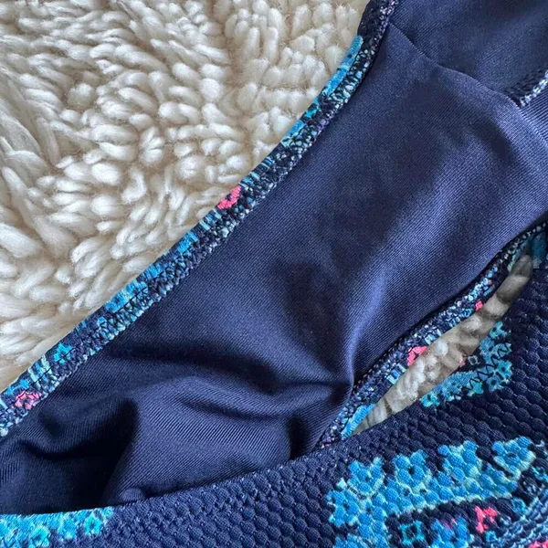 Aerie Navy Blue Patterned One-Piece Swimsuit - Size S - Image 5