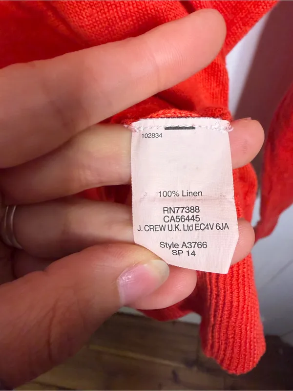 Women’s Madewell Red Crewneck Sweater with Stripe Detail size xs 100% linen - Image 8
