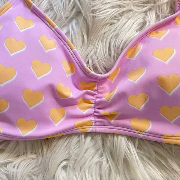 Stoney Clover Lane x Target Heart Flutter Ruffle Strap Bikini Swim top womens M - Image 5