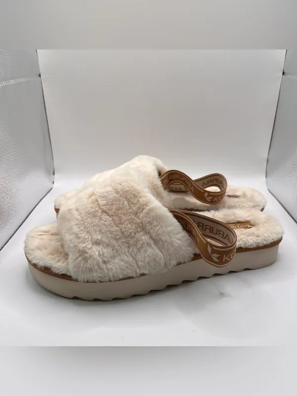 Koolaburra by UGG Natural Fuzz'N II Womens Size 11 Beige Slippers EUC - Image 4