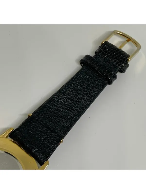 Vintage moulin women watch floating crystals gold tone 33mm black running - Image 8