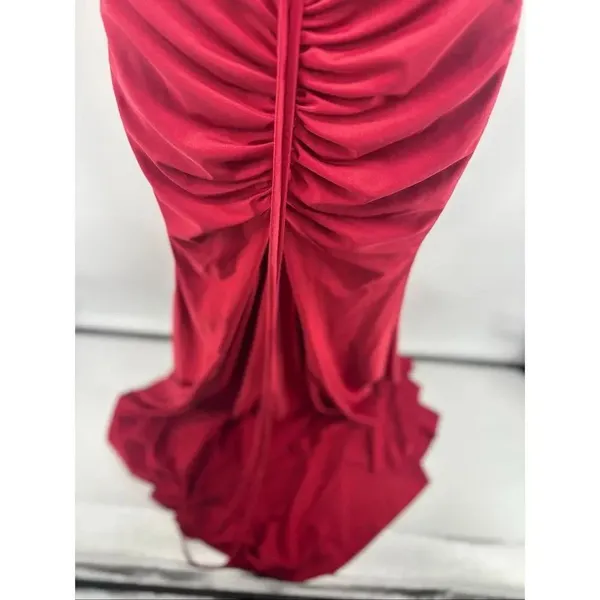Portia and Scarlett Prom Gown Maxi Dress Women Size 4 Red Slit Lace Up Back - Image 8