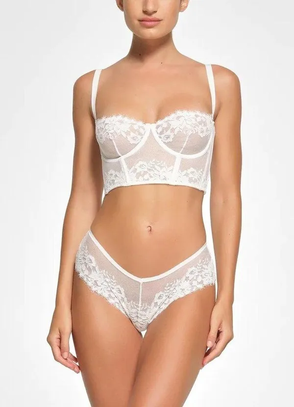 Skims Femme Lace balconette Unlined Demi Corset Marble White Bridal Size M NWT - Image 3