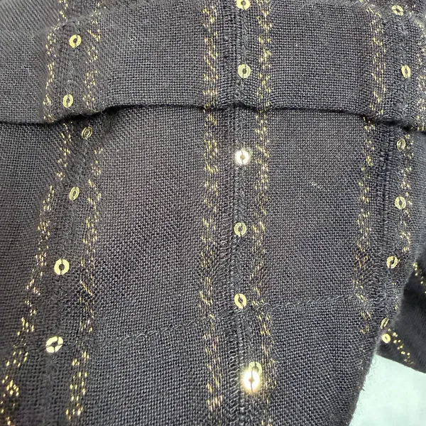 Anthropologie Size-M Womens Quinn Tunic Top Black with Gold‎ Metallic Sequins - Image 11