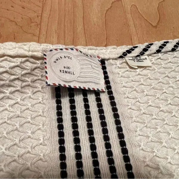 Anthropologie Postmark Sweetheart Striped Peplum Ivory Top Women’s XS - Image 4