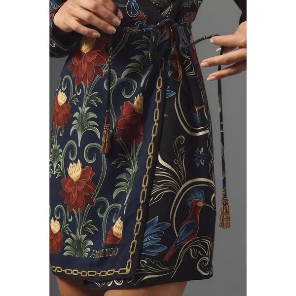 NWOT Farm Rio x Anthropologie Mixed Arabesque Scarves Wrap Mini Dress Size M - Image 3