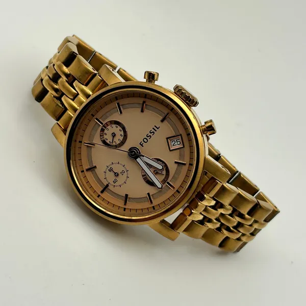 Fossil ES3380 Rose-gold St. Steel Women’s Chronograph Watch Working New Battery - Image 4