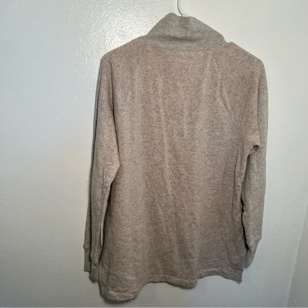 J. Crew Factory Women's Size Small Wide Button-Collar Tunic Sweatshirt Oatmeal - Image 11