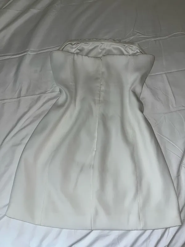 Meshki Mini White Dress Maci Strapless Crepe - Image 2