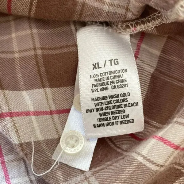 Aéropostale Plaid Button Down Shirt Brown Pink Flannel Top Women’s XL 100% Cotto - Image 4