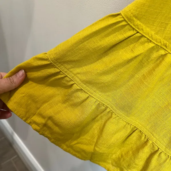 Altar'd State Yellow Mustard Linen Blend High Neck‎ Swing Dress Sz Small - Image 4