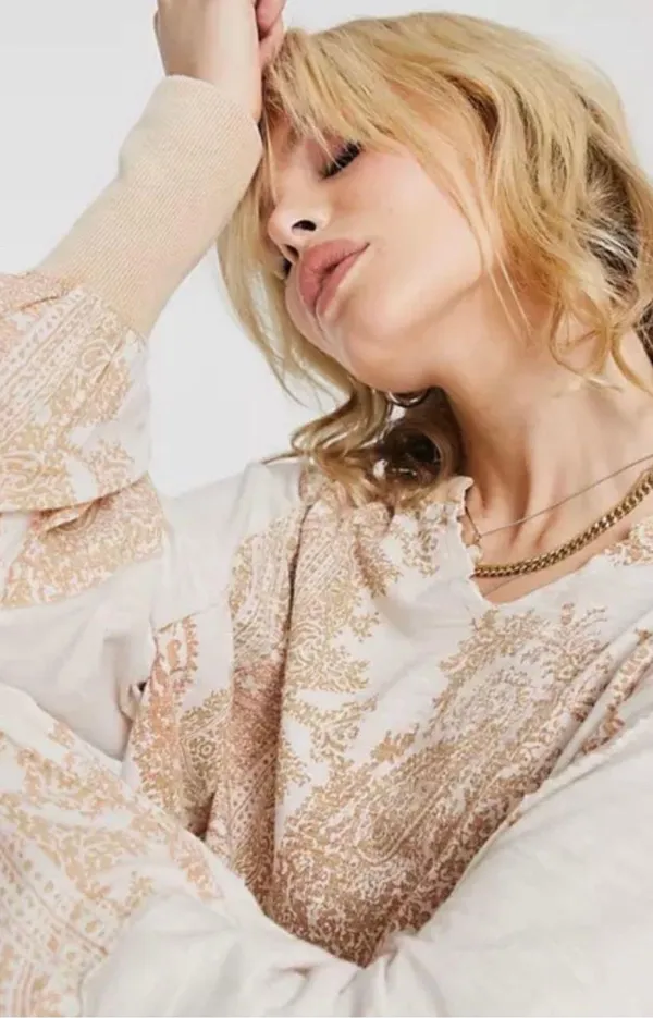 Free People LARGE True Perfection Tee in Almond Milk NWT - Image 3