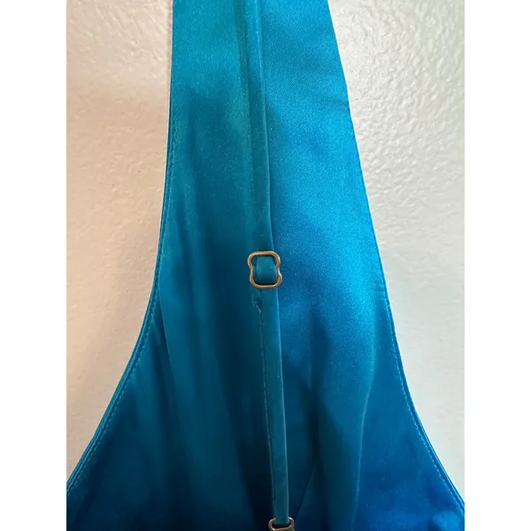 Amanda Uprichard Blue 100% Silk V-Neck Mini Dress Adjustable Straps Size S - Image 4