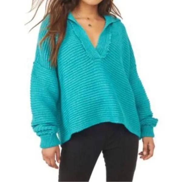 Free People Marlie Ribbed Pullover Sweater‎ in Mar Chiquita xs - Image 14