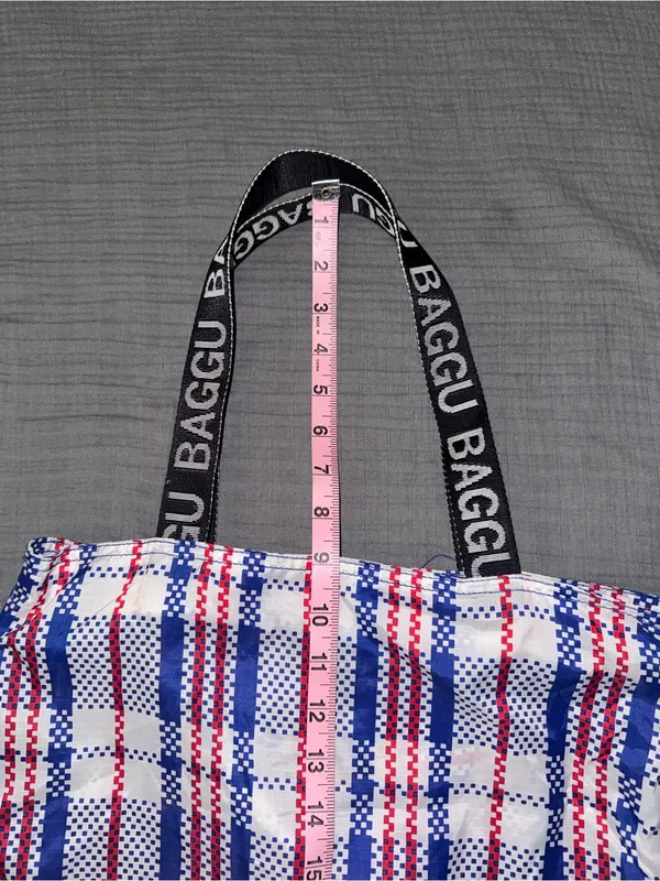 BAGGU Red, Blue & White Plaid Shoulder Tote - Image 5