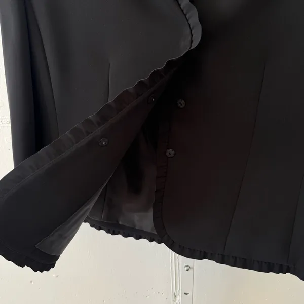 Vintage Tahari ASL Classic Career Ruffle Regular Fit Blazer Jacket Black Size 16 - Image 6