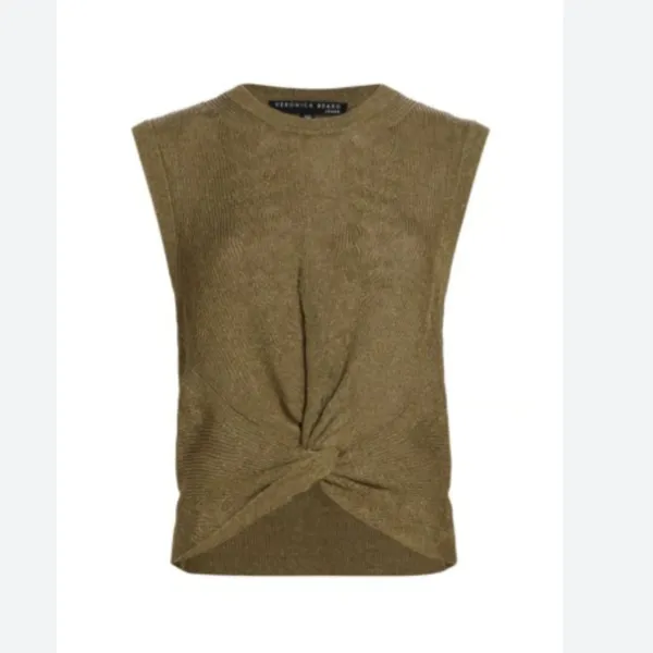 Veronica Beard Kellen twist-front sweater Chartreuse - Image 6
