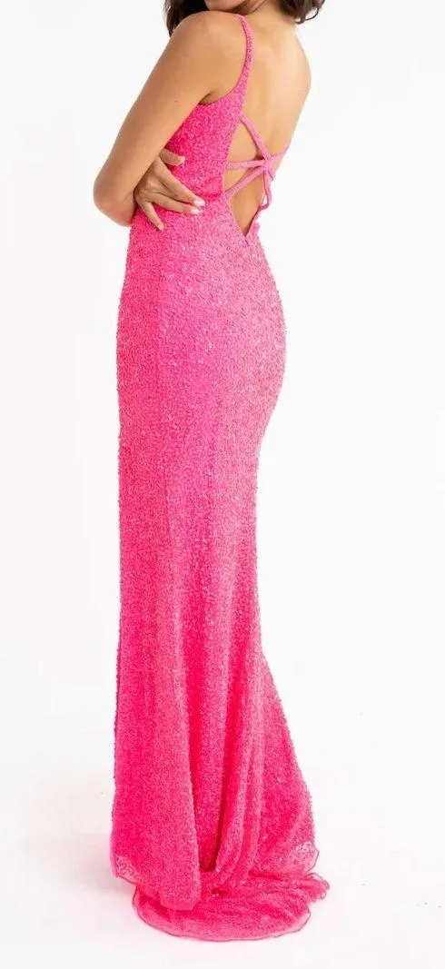 Primavera Couture Pink Sequin Prom / Formal Dress - Image 3