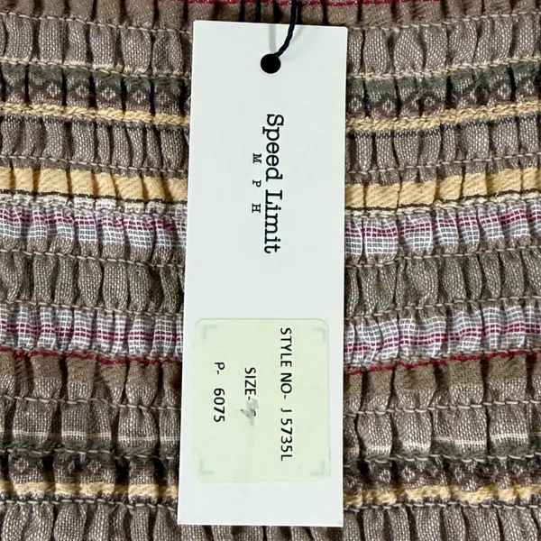 Speed Limit MPH Smocked‎ Striped Maxi Dress Brown Boho Tiered J5735L Size M - Image 9