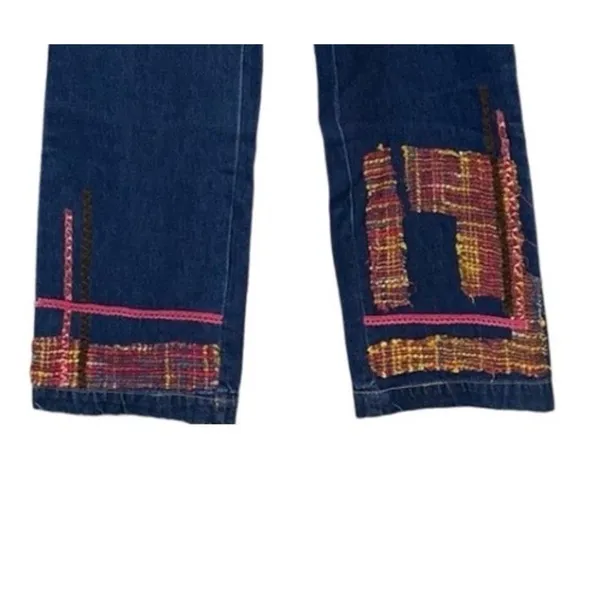 Vintage Embroidered‎ Patchwork Jeans Med Boho Pull On Denim Festival Hippie Y2K - Image 2