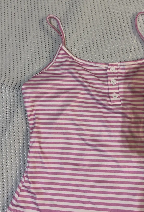 Baby Pink and White Striped Tank Top - Image 3