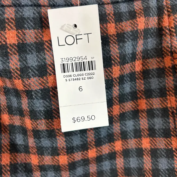 NWT LOFT Black and Orange Plaid A-Line Skirt - Image 9