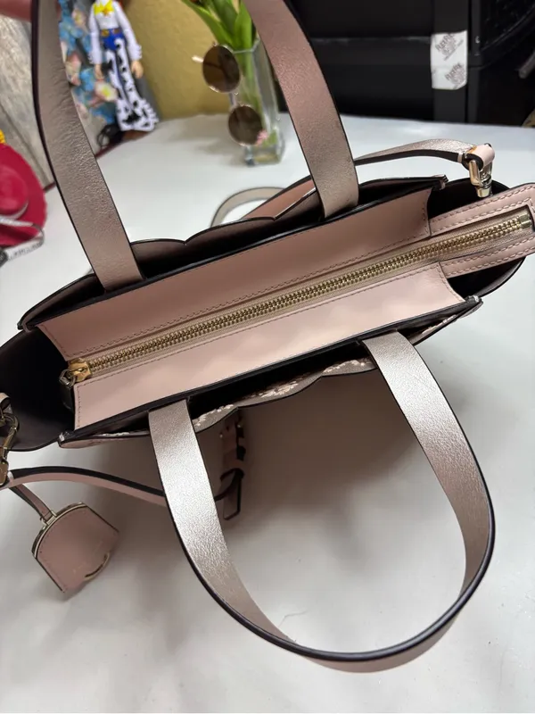 Kate Spade New York Scalloped Leather Satchel Crossbody Bag - Blush Pink - Image 10