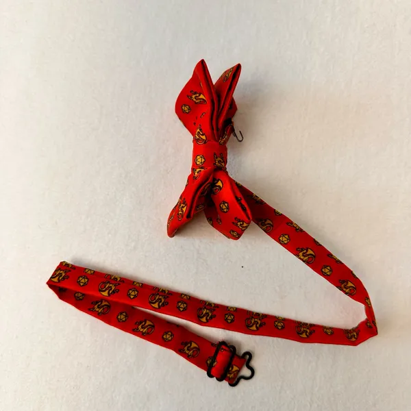 Blacktiegeek Men's Bow Tie Red Dragon Dungeons Adjustable Handmade Party Neckbow - Image 2