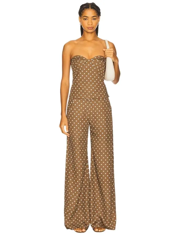 Amanda Uprichard x REVOLVE Soho Top in Chocolate Brown Polka Dot X-Small Womens - Image 8